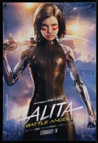 1c476 ALITA: BATTLE ANGEL style B teaser DS 1sh 2019 cool image of the CGI character with sword!