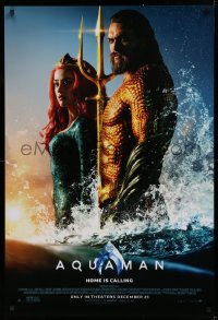 1c485 AQUAMAN advance DS 1sh 2018 DC, Momoa in title role with sexy Amber Heard, home is calling!