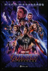 1c497 AVENGERS: ENDGAME advance DS 1sh 2019 Marvel Comics, cool montage with Hemsworth & top cast!