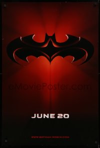 1c510 BATMAN & ROBIN advance DS 1sh 1997 Clooney, O'Donnell, cool image of bat symbol!