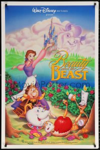 1c517 BEAUTY & THE BEAST DS 1sh 1991 Walt Disney cartoon classic, art of cast by John Hom!