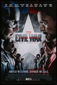 1c542 CAPTAIN AMERICA: CIVIL WAR advance DS 1sh 2016 Marvel Comics, Chris Evans, Robert Downey Jr.!