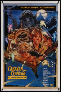 1c548 CARAVAN OF COURAGE style B int'l 1sh 1984 An Ewok Adventure, Star Wars, art by Drew Struzan!
