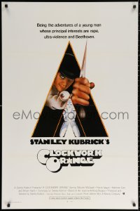 1c557 CLOCKWORK ORANGE int'l 1sh 1972 Stanley Kubrick classic, Castle art of Malcolm McDowell!
