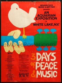 1c265 3 DAYS OF PEACE & MUSIC 18x25 commercial poster 1970s classic Arnold Skolnick art, Woodstock!