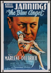 1c271 BLUE ANGEL 26x38 commercial poster 1980s von Sternberg, different art of Marlene Dietrich!
