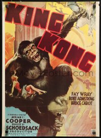 1c291 KING KONG 20x28 commercial poster 1976 artwork of giant ape from original poster, Fay Wray!