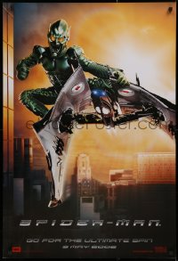 1c313 SPIDER-MAN DS 27x40 German commercial poster 2002 the Green Goblin on his jet glider, Marvel!