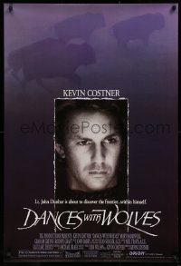1c570 DANCES WITH WOLVES 1sh 1990 Kevin Costner directs & stars, image of buffalo!