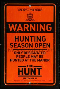1c675 HUNT teaser DS 1sh 2019 warning, only designated people may be hunted at the manor, shelved!
