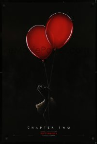 1c695 IT CHAPTER TWO teaser DS 1sh 2019 King, creepy image of Pennywise holding two red balloons!