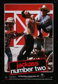 1c696 JACKASS NUMBER TWO teaser DS 1sh 2006 Johnny Knoxville, Bam Margera being branded!