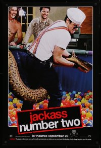 1c698 JACKASS NUMBER TWO teaser DS 1sh 2006 Margera, Puig, Johnny Knoxville battling snake!