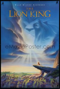 1c731 LION KING DS 1sh 1994 Disney Africa, John Alvin art of Simba on Pride Rock with Mufasa in sky