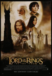 1c745 LORD OF THE RINGS: THE TWO TOWERS DS 1sh 2002 Peter Jackson epic, montage of cast!