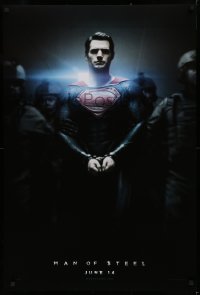 1c752 MAN OF STEEL teaser DS 1sh 2013 Henry Cavill in the title role as Superman handcuffed!