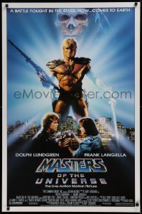 1c754 MASTERS OF THE UNIVERSE 1sh 1987 image of Dolph Lundgren as He-Man & Langella as Skeletor!