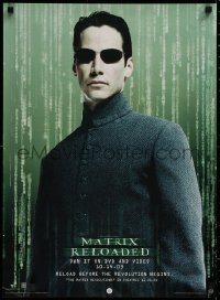 1c161 MATRIX RELOADED 19x26 Canadian video poster 2003 different image of Keanu Reeves as Neo!