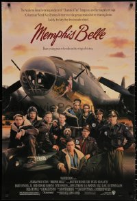 1c763 MEMPHIS BELLE 1sh 1990 Matt Modine, Sean Astin, cool cast portrait by WWII B-17 bomber!