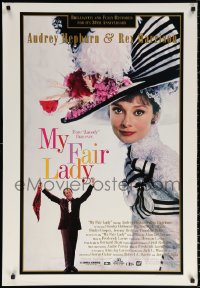 1c778 MY FAIR LADY 1sh R1994 great close-up image of Audrey Hepburn, Rex Harrison!