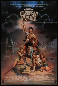 1c780 NATIONAL LAMPOON'S EUROPEAN VACATION 1sh 1985 Chevy Chase, wacky fantasy art by Vallejo!
