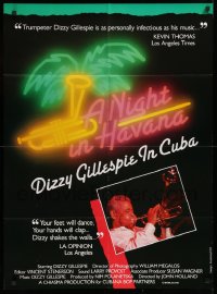 1c783 NIGHT IN HAVANA DIZZY GILLESPIE IN CUBA 27x37 1sh 1988 great neon palm tree and saxophone!