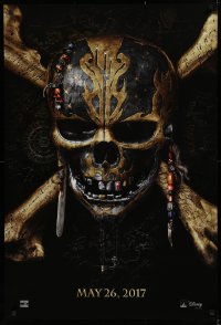 1c812 PIRATES OF THE CARIBBEAN: DEAD MEN TELL NO TALES teaser DS 1sh 2017 gold skull & crossbones!