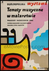 1c211 TEMATY MUZYCZNE W MALARSTWIE exhibition Polish 27x39 1986 musical artwork by Jan Mlodozeniec!