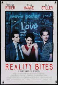 1c838 REALITY BITES 1sh 1994 Winona Ryder, Ben Stiller, Ethan Hawke, comedy about love in the '90s!