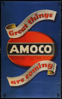 1c246 AMOCO 27x43 advertising poster 1940 cool art of sign, great things are coming!