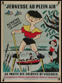1c394 JEUNESSE AU PLEIN AIR 24x32 French special poster 1951 art of children by Henri Monier!