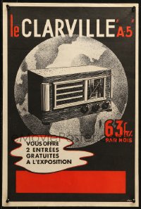 1c253 LE CLARVILLE A-5 16x24 French advertising poster 1930s cool advertisement for vintage radio!