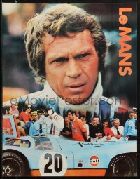 1c399 LE MANS 17x22 special poster 1971 Gulf Oil, close up of race car driver Steve McQueen!