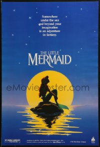 1c401 LITTLE MERMAID 18x26 special poster 1989 Ariel in moonlight, Disney underwater cartoon!