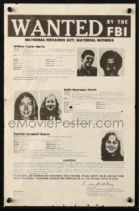 1c422 PATTY HEARST 11x17 FBI flyer 1974 wanted poster after she participated in bank robbery!