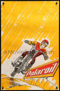 1c255 POLAROIL 15x23 French advertising poster 1960s cool art of rider & motorcycle!