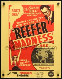 1c426 REEFER MADNESS 17x22 special poster R1972 marijuana is the sweet pill that makes life bitter!