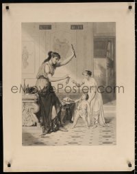 1c136 SWORD OR A DOLL 24x30 French art print 1860s woman showing a doll and a toy sword to child!