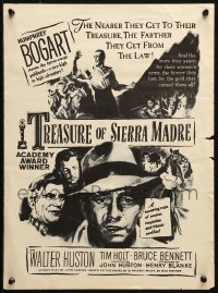 1c450 TREASURE OF THE SIERRA MADRE 14x19 special poster R1950s cool different art of Humphrey Bogart, classic!