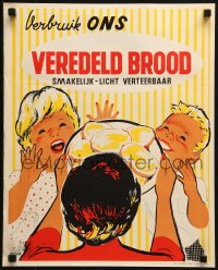 1c262 VERBRUIK ONS VEREDELD BROOD 16x20 Belgian advertising poster 1950s mom and kids!