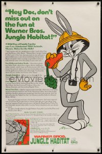 1c456 WARNER BROS JUNGLE HABITAT 30x46 special poster 1970s Bugs Bunny in jungle hat and info!