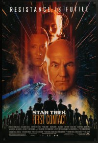 1c916 STAR TREK: FIRST CONTACT advance 1sh 1996 Jonathan Frakes, Stewart, Spiner, sexy Borg Krige!