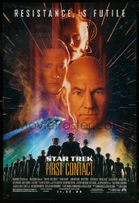 1c917 STAR TREK: FIRST CONTACT advance DS 1sh 1996 Jonathan Frakes, Stewart, Spiner, sexy Borg Krige!