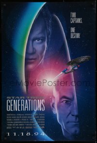 1c918 STAR TREK: GENERATIONS int'l advance DS 1sh 1994 Stewart and Shatner - two captains, one destiny!