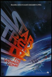 1c912 STAR TREK IV teaser 1sh 1986 Leonard Nimoy, art of title racing towards Earth by Bob Peak!