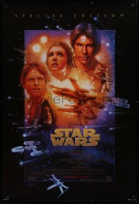 1c923 STAR WARS style B advance DS 1sh R1997 George Lucas sci-fi classic, cool art montage by Drew Struzan!