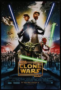 1c927 STAR WARS: THE CLONE WARS advance DS 1sh 2008 Anakin Skywalker, Yoda, & Obi-Wan Kenobi!