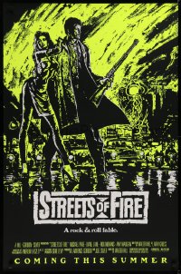 1c933 STREETS OF FIRE advance 1sh 1984 Walter Hill, Riehm yellow dayglo art, a rock & roll fable!