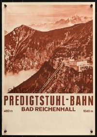1c090 BAD REICHENHALL photo style 17x24 German travel poster 1950s Predigtstuhlbahn hotel photo!