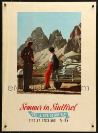 1c085 SOMMER IN SUDTIROL 20x27 Italian travel poster 1950s couple looking at the mountains!
